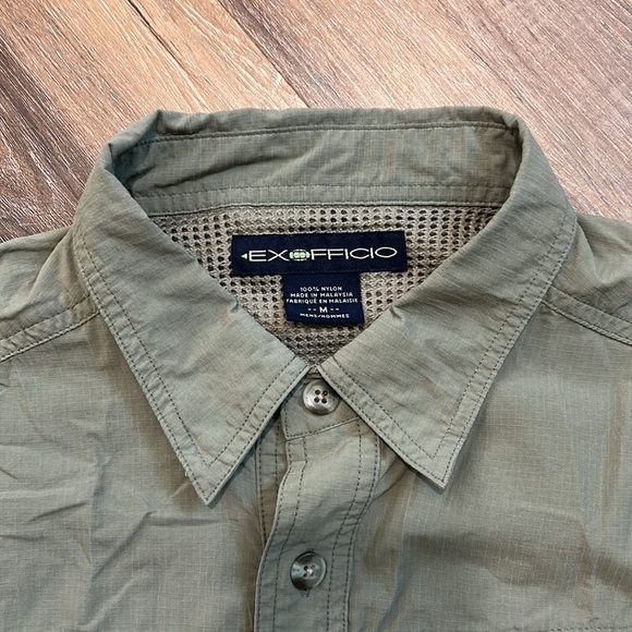 ExOfficio Shirt Mens Medium Green Long Sleeve Button Up Fishing Outdoor Pockets - Picture 2 of 15